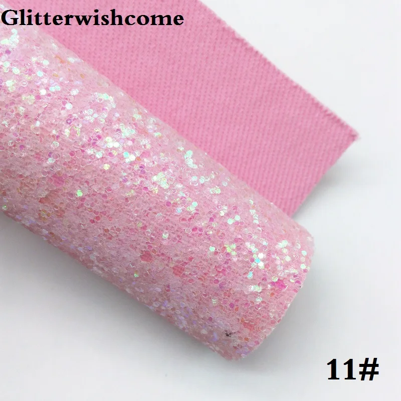 11 Glitterwishcome 21X29 см A4 Размер синтетическая кожа, соответствующий цвет подложки, толстый блеск кожа винил для луков, GM033A - Цвет: 11