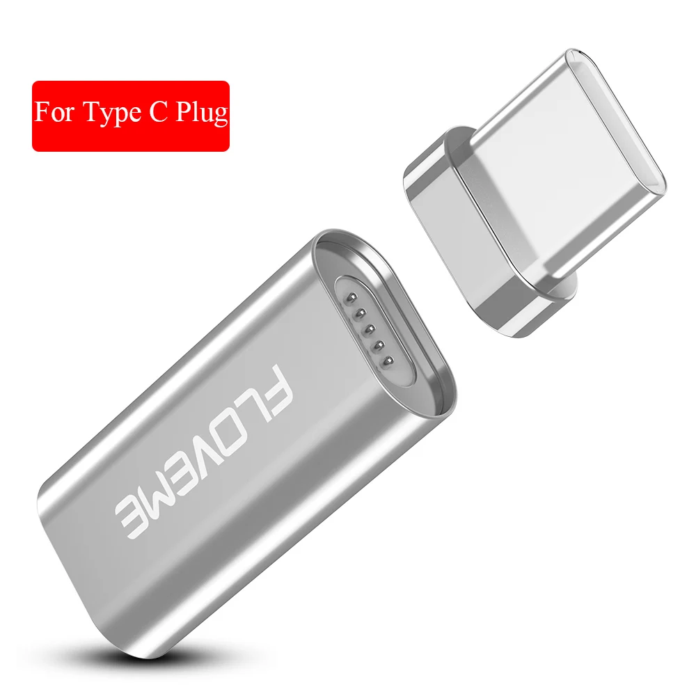 FLOVEME магнитные USB адаптеры для iPhone X 8 Путешествия Тип C микро разъемы для Sumsang LG huawei Xiaomi зарядные устройства кабели адаптер - Цвет: Silver To Type C