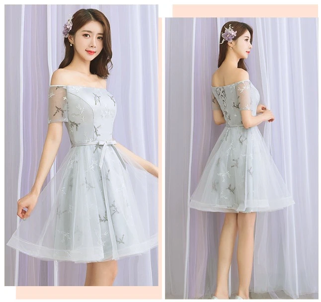 Женское короткое платье с открытыми плечами милое официальное 8 классов
