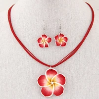 fashionable and melting rich flower wax rope temperament necklace earring set necklace set light petal summer