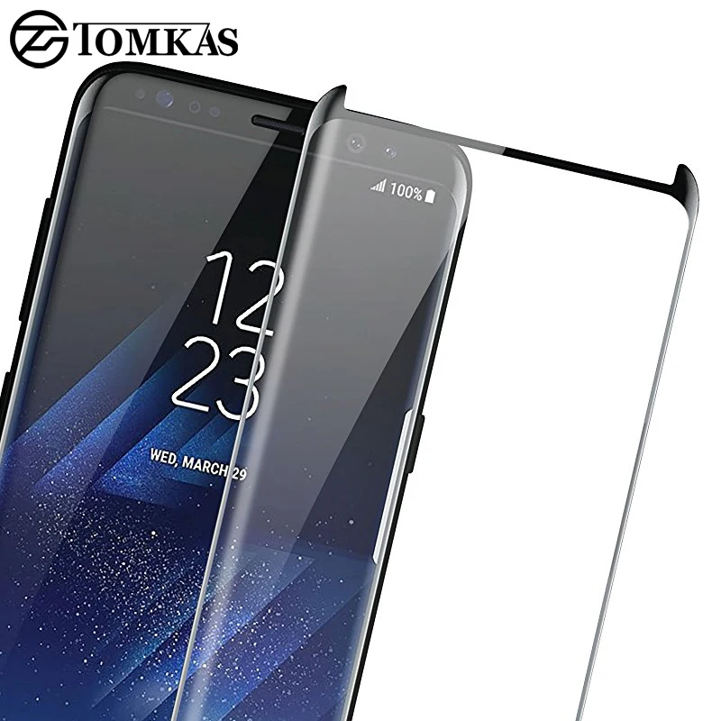 TOMKAS 3D изогнутые края для Samsung S9 Plus закаленное стекло Защита экрана устойчивое к