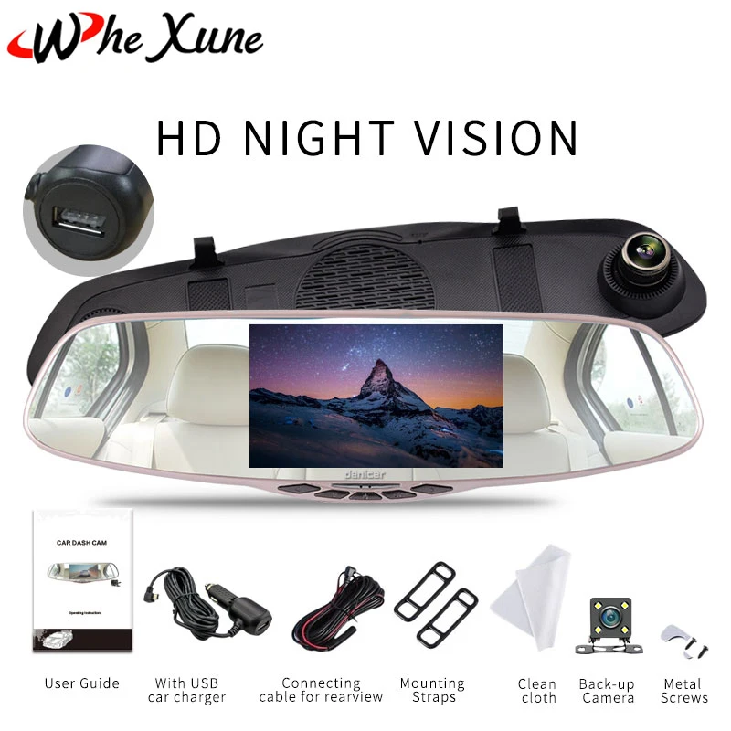 WHEXUNE Новатэк 96655 Двойной объектив Full HD 1080 P 5 0 дюймов Видеорегистраторы для