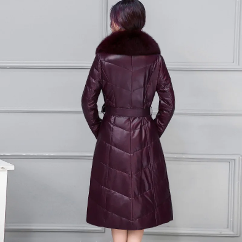 Новый Зимний женский пуховик меховые кожаные пальто для беременных зимняя