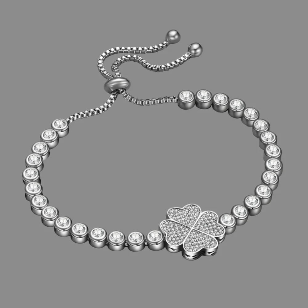 Женский браслет с четырехлистным клевером 6 шт./партия регулируемый свадебный