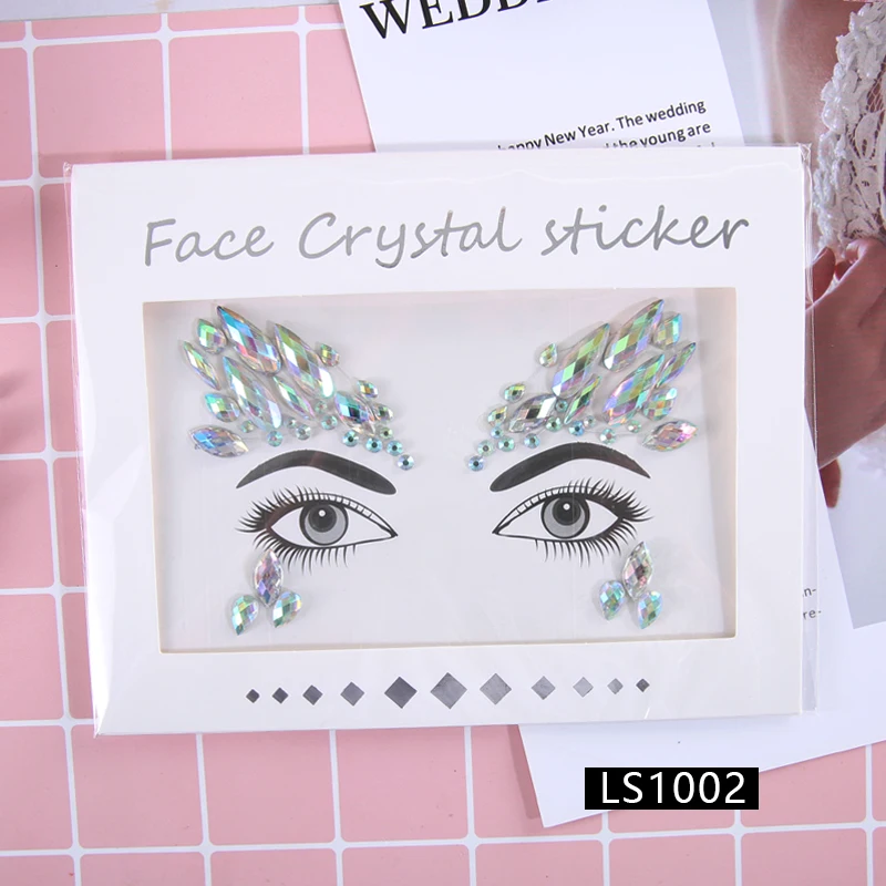 Новые модные женские DIy украшения для лица Стразы Blingbling Красота Блеск татуировки для ночного клуба вечерние украшения для тела - Цвет: LS1002
