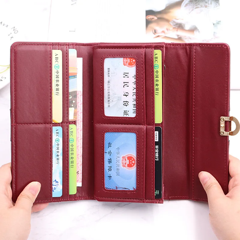 Женский Длинный кошелек с геометрическим рисунком трехскладной множеством