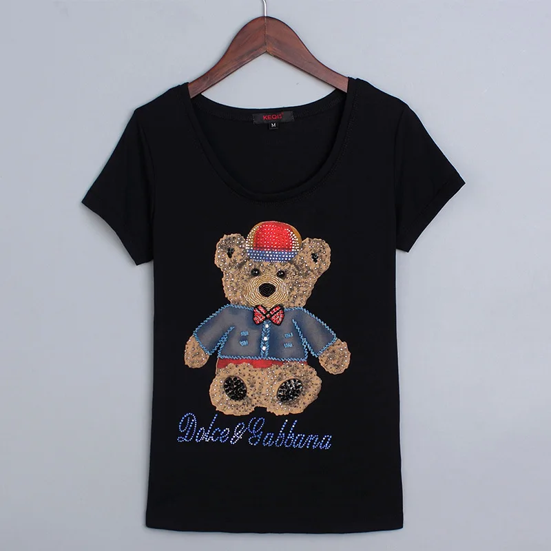 Футболки женские Горячая Распродажа бисером футболка новые модные с короткими