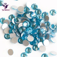 yanruo aquamarine blue round flat backs rhinestones nail designs non hotfix stones strass wedding decoration nails glass