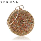 SEKUSA Новое поступление женский вечерний клатч кошелек с бриллиантами красочная Женская круглая цепочка на плечо свадебные сумки кошелек с кристаллами