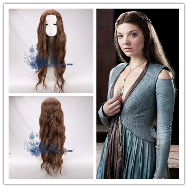 Игра престолов Margaery Tyrell косплей парик Натали Дормер коричневый вьющиеся волосы ролевые игры костюмы парики+ парик шапка