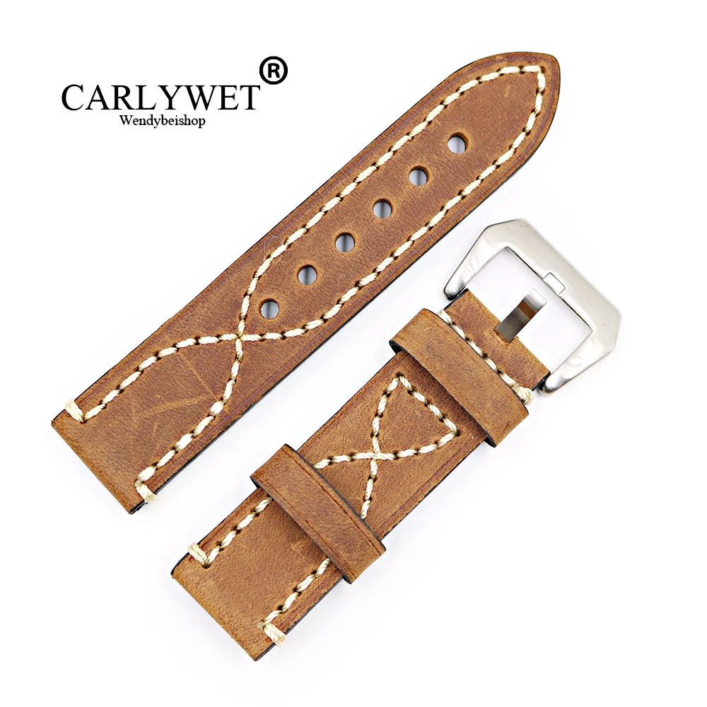 Ремешок CARLYWET20 22 24 26 мм для часов Толстый коричневый браслет Tag CARRERA Omega Montblanc Panerai