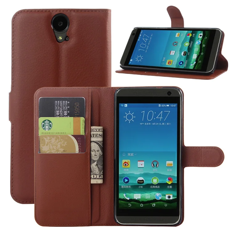 Для HTC One E9 + Плюс 5.5 дюймов Карточки Бумажника Случаях Стент личи Шаблон Флип