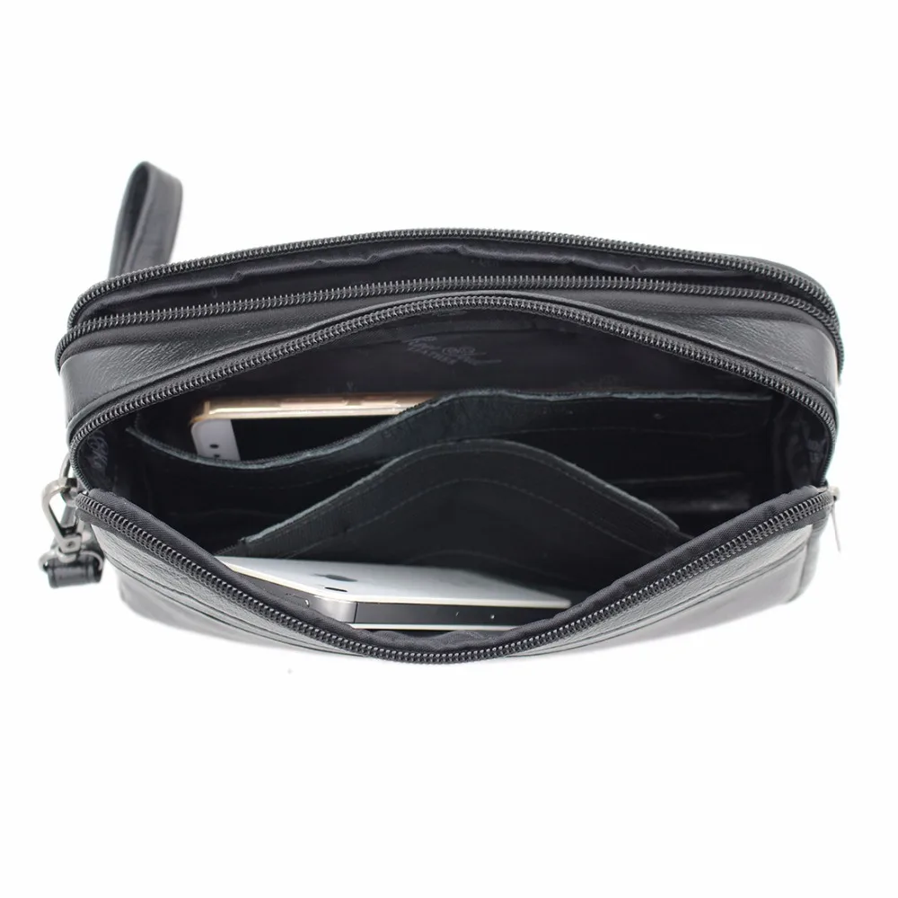 Из натуральной кожи мужская сумка клатч кошелек с ремешком на запястье Бизнес