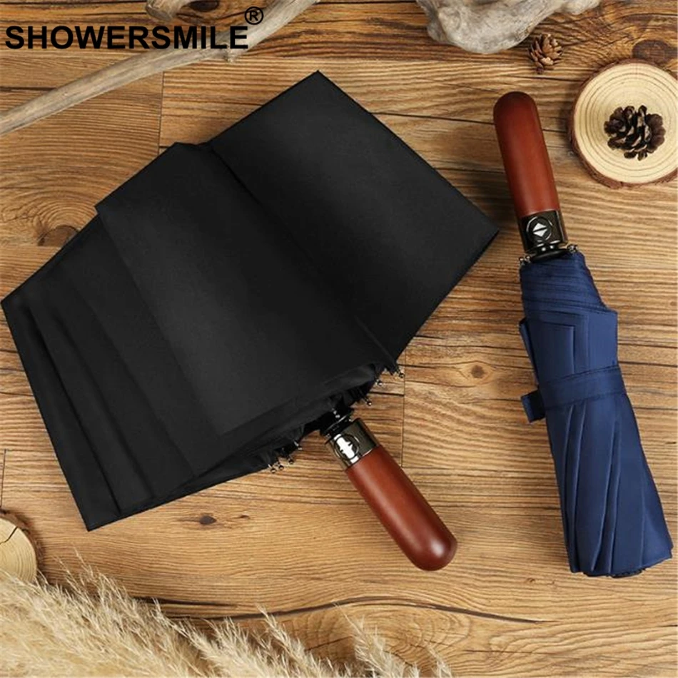 Полностью автоматические зонты SHOWERSMILE черный однотонный автоматический