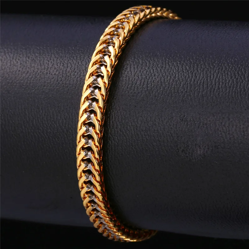 Браслет цепочка мужской двухцветный 5 мм H244|bracelets for|bracelet for twochain bracelet |