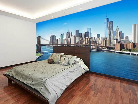 Пользовательские фото обои Нью-Йорк Бруклинский мост Skyline 3d стереоскопические