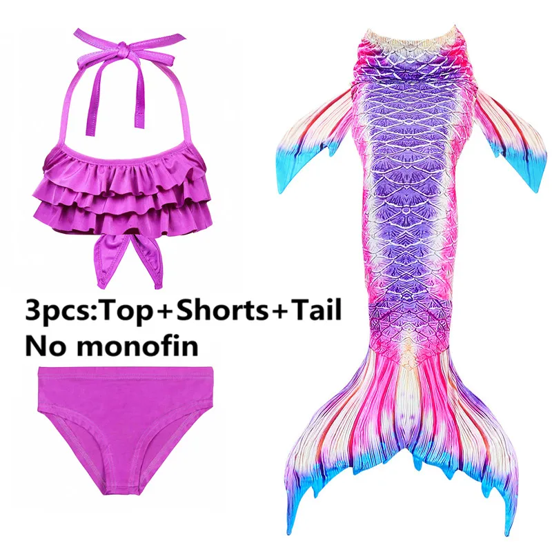 3PCS swimsuit Only Лидер продаж! детский зимний жилет 3 шт./компл. для девочек «русалочка»; маскарадный Плавание ming хвост Плавание костюм Лето Плавание платье для костюмированной вечеринки с хвостом русалки без Моноласты Плавание, пижамы, одежда для отдыха для девочек - Цвет: 3PCS swimsuit Only