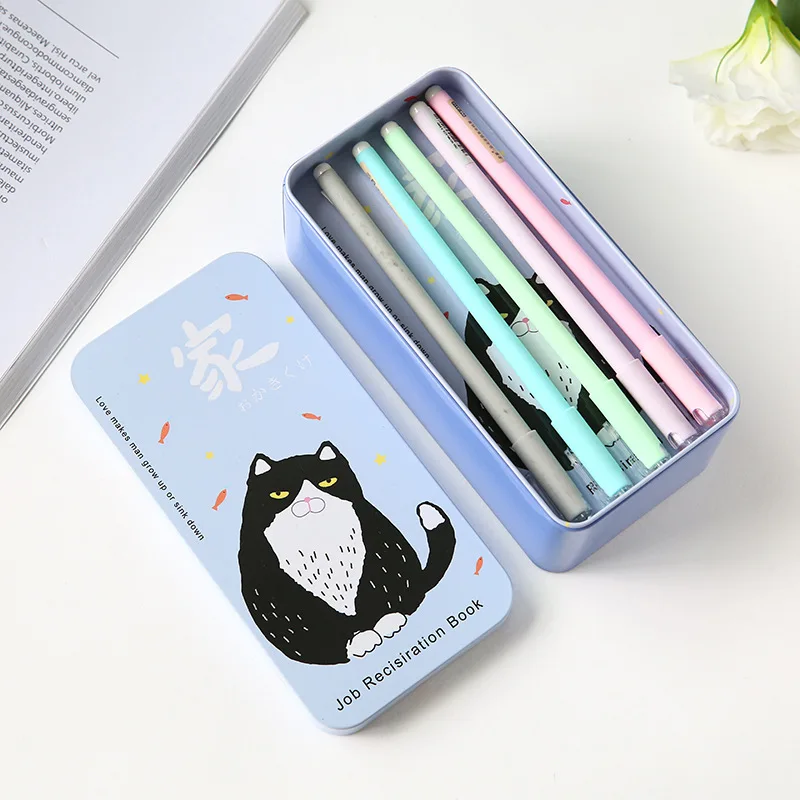 Japan Harajuku Double-layers Stationery Box Multi-purpose Storage Tin Cat Pattern Case Small Item | Дом и сад