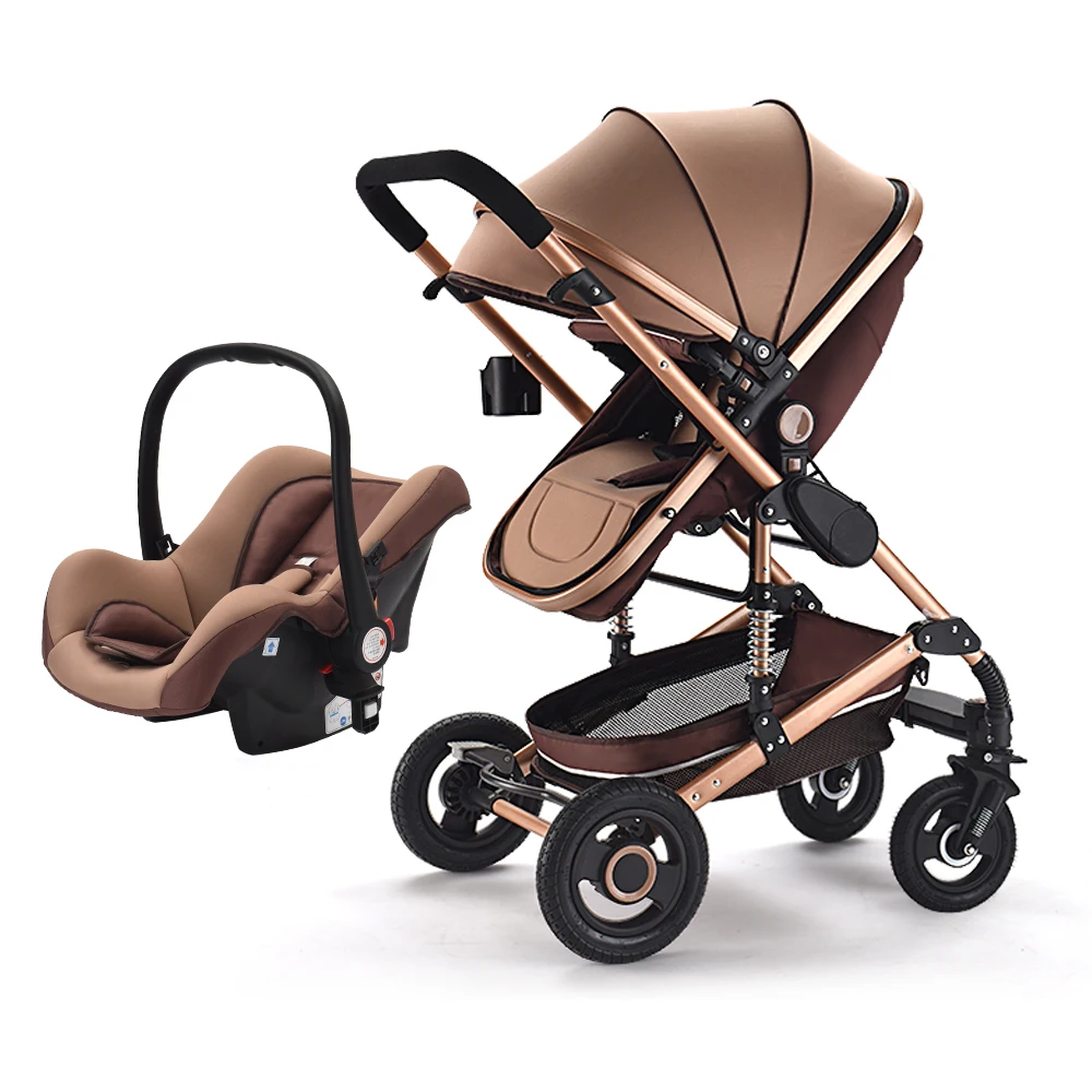 Khaki 7,8 детская коляска 3 в 1 с автомобильным сиденьем дорожная система детская коляска с автомобилем детская прогулочная коляска и автомобильное сиденье новорожденный~ 36 месяцев - Цвет: Khaki