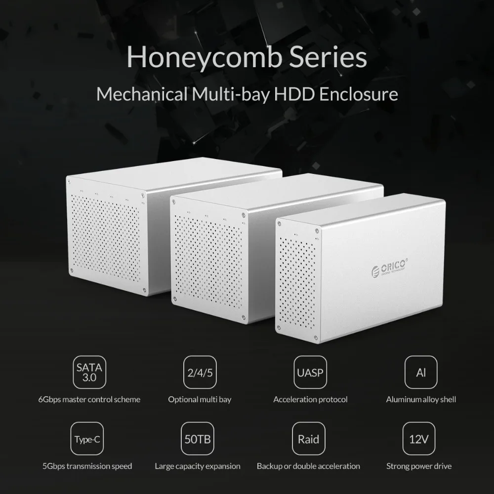 Жесткий диск ORICO 2 Bay USB C с поддержкой Raid 20 ТБ из алюминиевого сплава 6 Гбит/с корпус