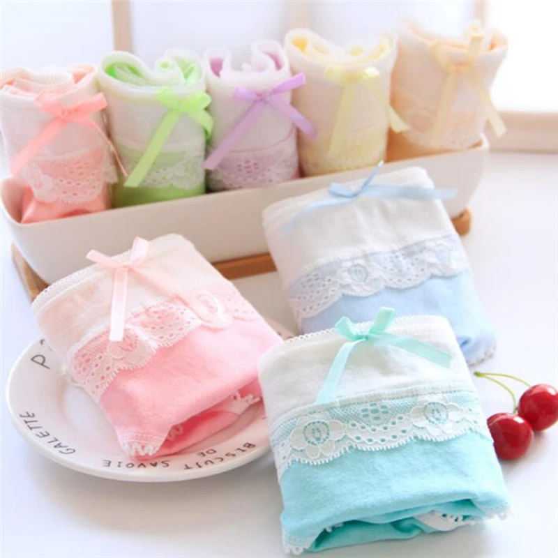5 шт./лот детское хлопковое нижнее белье трусы для девочек однотонные Короткие с