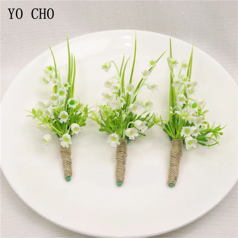 YO CHO Corsage свадебная бутоньерка для жениха искусственные шелковые цветы белые