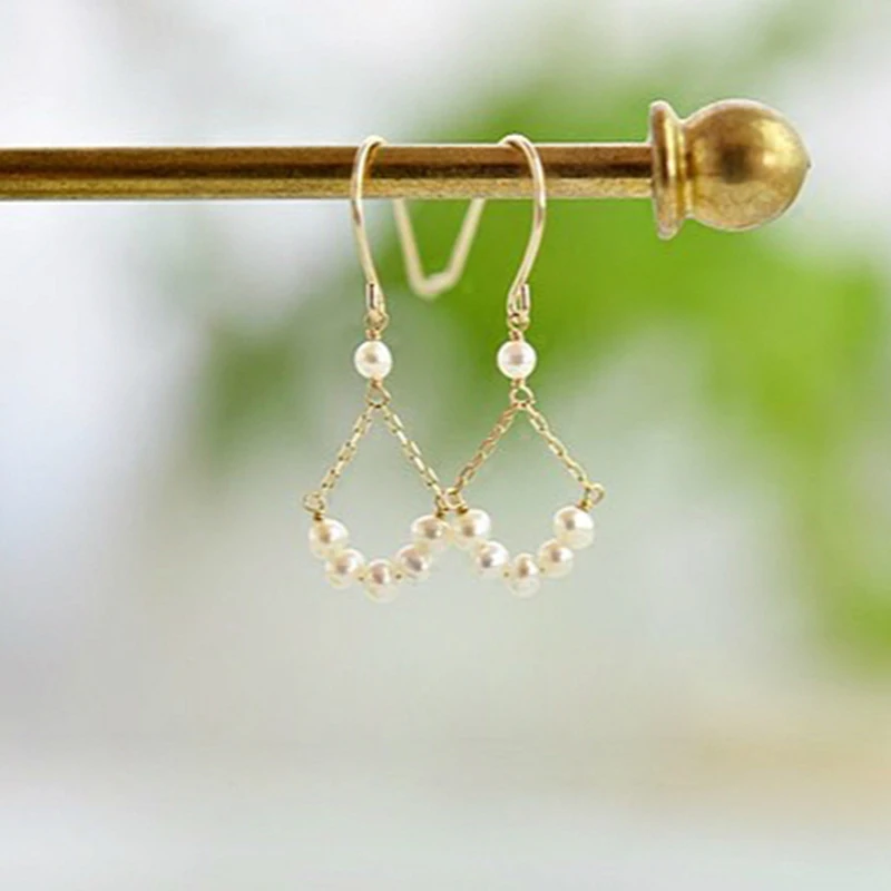 

Natural Pearls Earrings Handmade Brincos Gold Filled Jewelry Vintage Charm Boho Pendientes Earrings For Women Oorbellen
