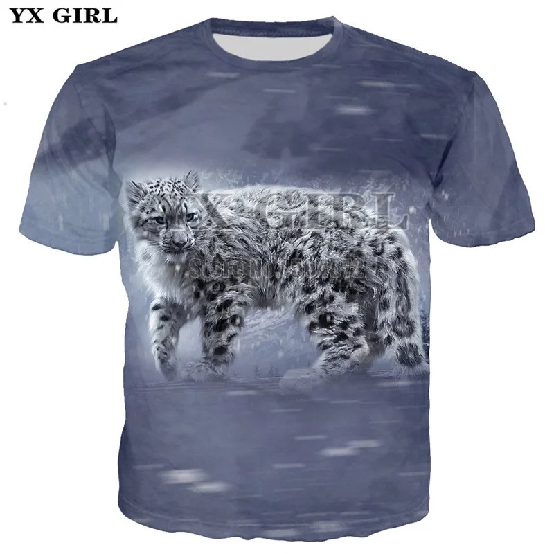 YX Girl бренд 2018 летние футболки с 3d принтом животных Футболка мужская Снежная