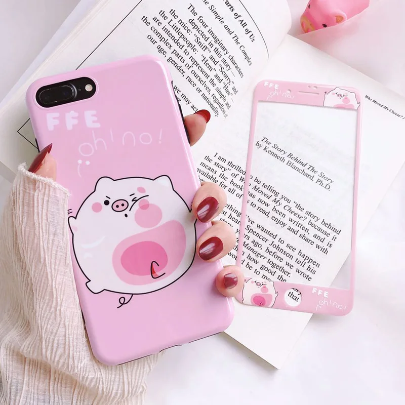 Чехол для iPhone 8 8Plus с милой Свинкой + пленка экрана из закаленного стекла и