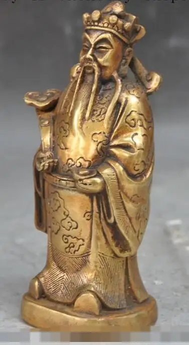 

Free shipping S00549 6"chinese folk bronze gilt yuanbao ruyi happy Mammon wealth god buddha statue
