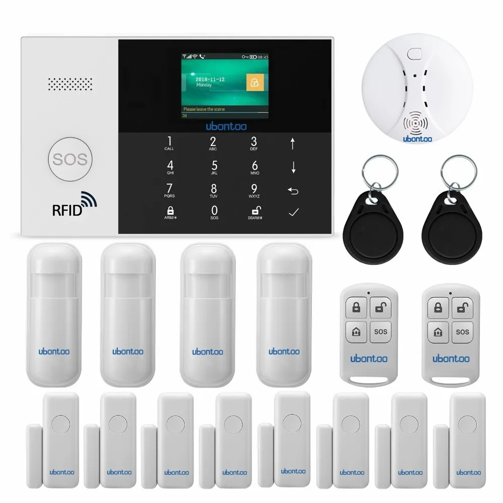 KitF Ubontoo беспроводной охранный датчик домашней безопасности wifi RFID SIM GSM сигнализация Система IOS Android приложение управление ЖК Сенсорная клавиатура - Цвет: KitF