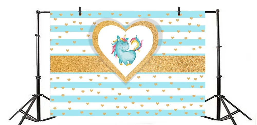 Laeacco Love Heart Pattern Unicorn Baby Birthday Party Photography Backgrounds Custom Photographic Backdrops For Photo Studio |