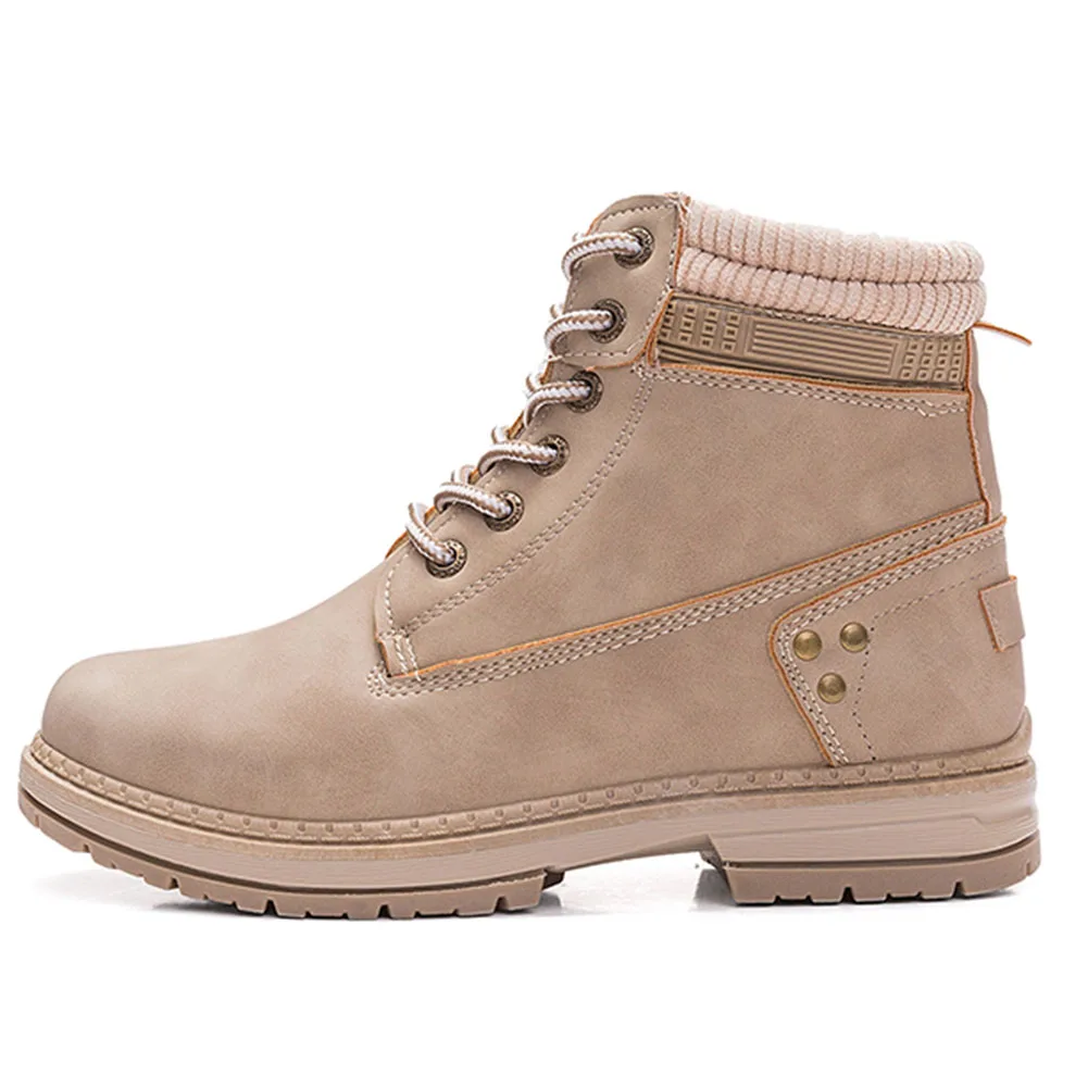 Khaki not fur FINDHER/женские ботильоны в западном стиле; сезон осень-зима; женская обувь на меху; коллекция года; обувь на платформе с круглым носком; винтажные ковбойские ботинки на шнуровке - Цвет: Khaki not fur