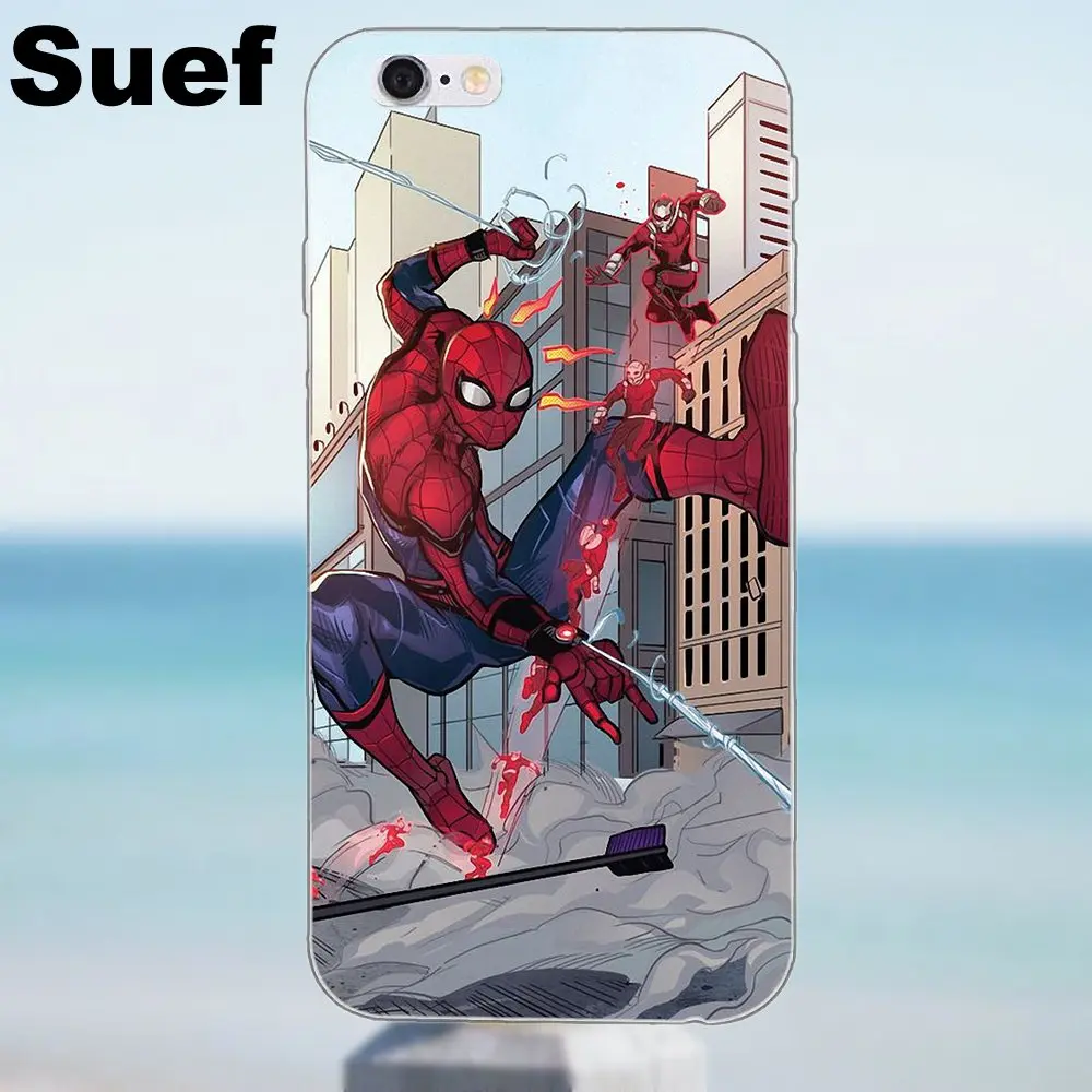 Юмористический Человек паук Дэдпул для iPhone X 4 4S 5 5S 5C SE 6 6S 7 8 Plus Samsung Galaxy A3 A5 J1 J3 J5 J7 2016