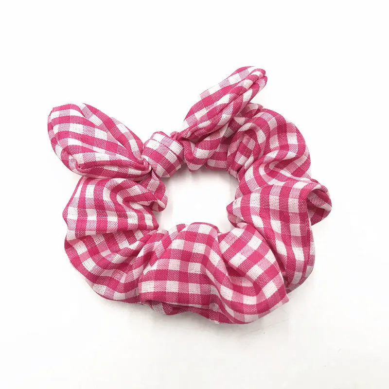 1 шт. хорошего Количество в мелкую клетку Scrunchies хлопковая клетчатая рубашка с