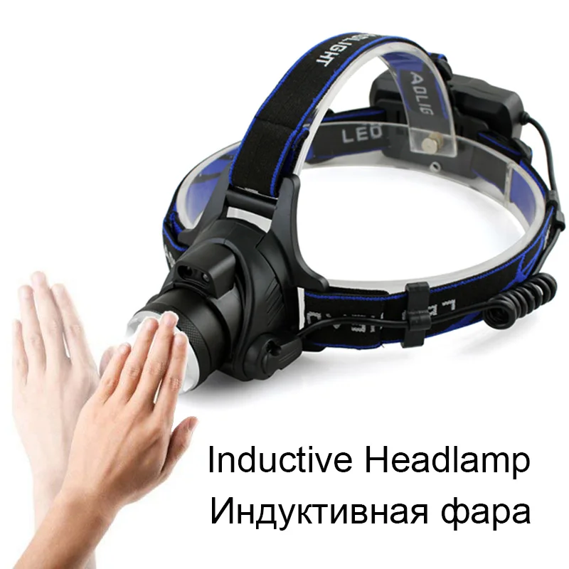 Светодиодный налобный фонарь V6/L2/T6 светодиодный с увеличением 2*18650 аккумулятора
