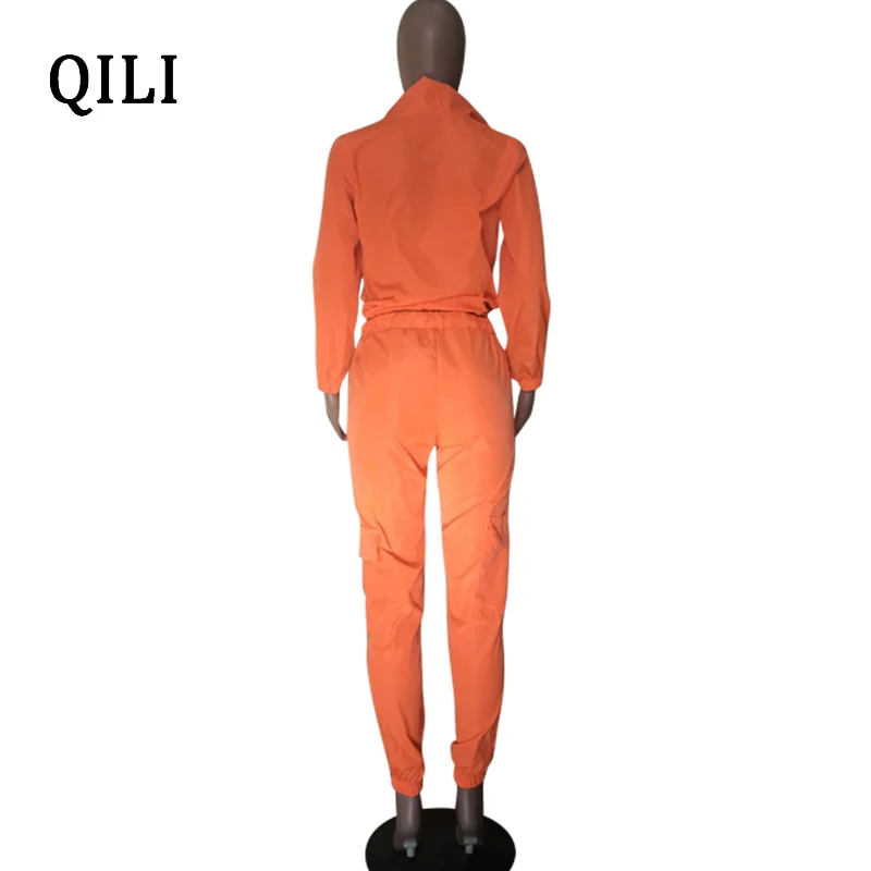 Женский спортивный костюм QILI из 2 предметов повседневный со светоотражающими