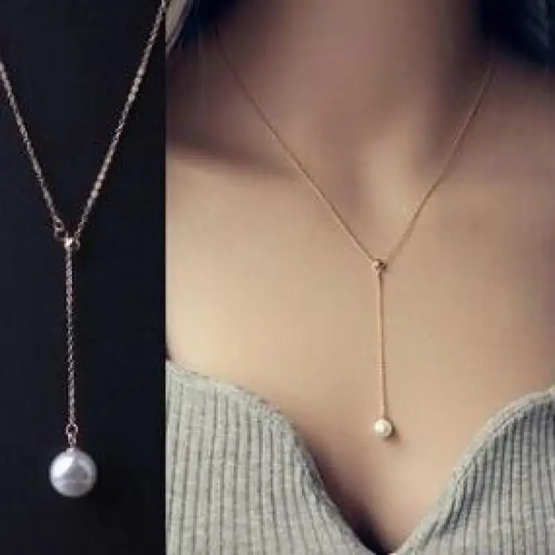 Новинка модное тонкое ожерелье с искусственным жемчугом простые темпераментные