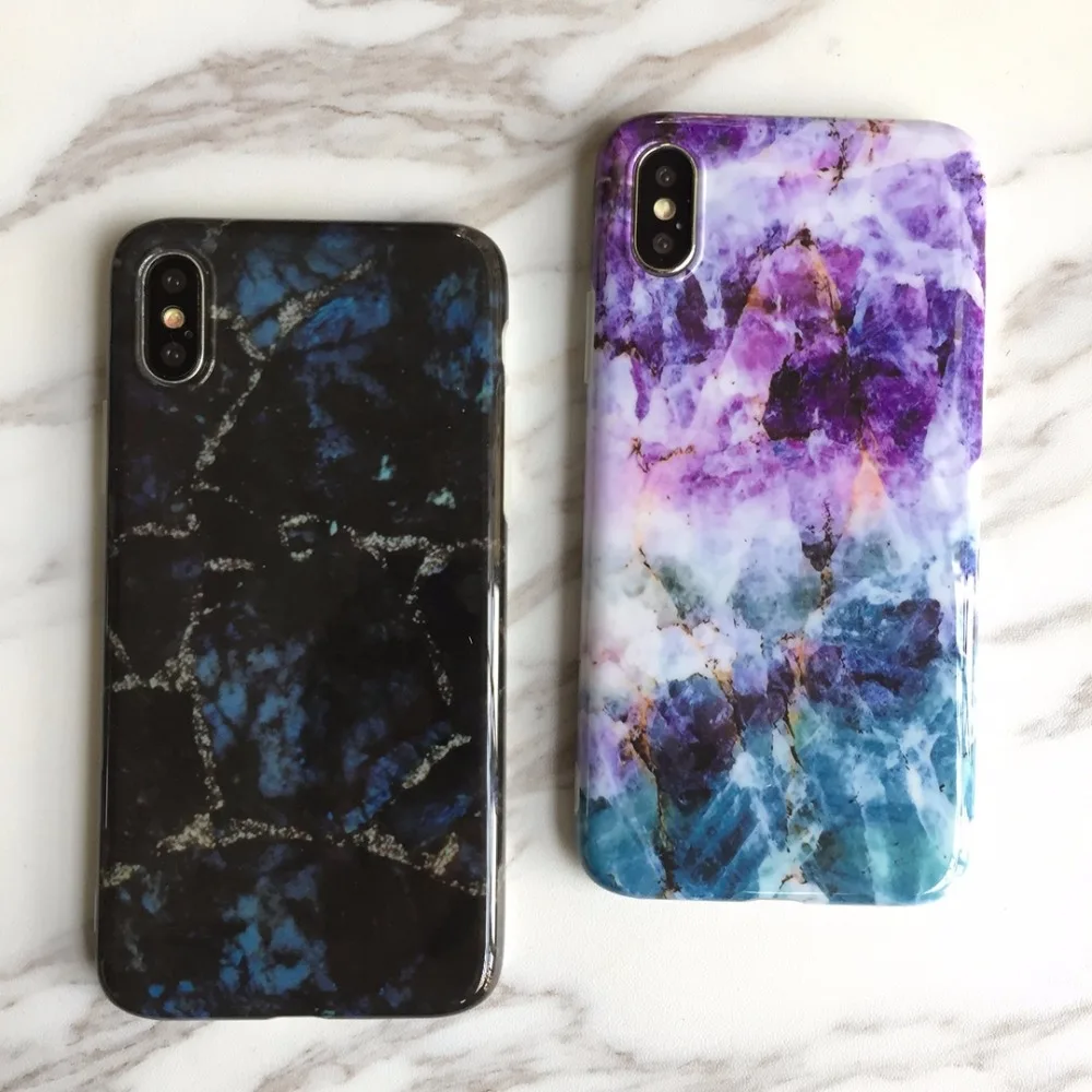Kerzzil For iPhone X 7 6 6S 8 Case Glossy Marble Stone Pattern Soft Silicone Cases Plus Cover Capa |