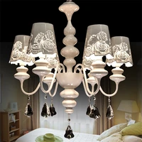post modern creative roses crystal chandeliers romantic flowers lampshades bedrooms living rooms restaurants garden iron lamps