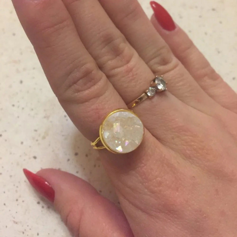 Женские серьги-кольца ShinyGem серьги с натуральным кристаллом Druzy ювелирные наборы