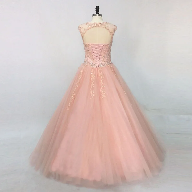 Синий бирюзовый ярко розовые платья Quinceanera бальное платье кружевной вышитый бисером тюль Vestidos De 15 длинное выпускное платье для девочек