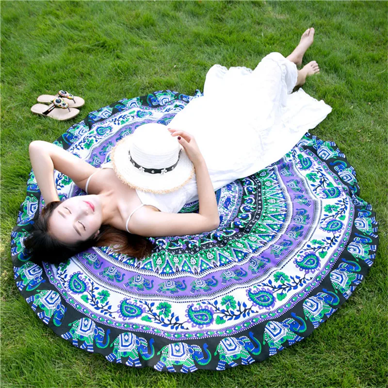 Новое поступление летнее круглое пляжное полотенце 20 цветов Женский Коврик для