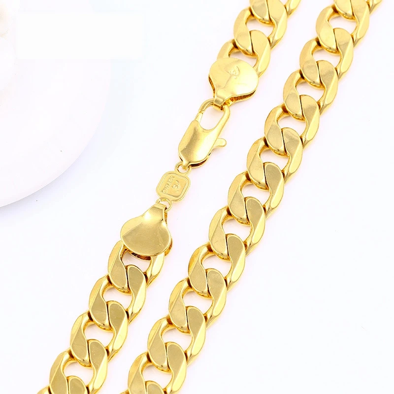 Массивное ювелирное изделие мужское ожерелье с цепочкой из твердого желтого