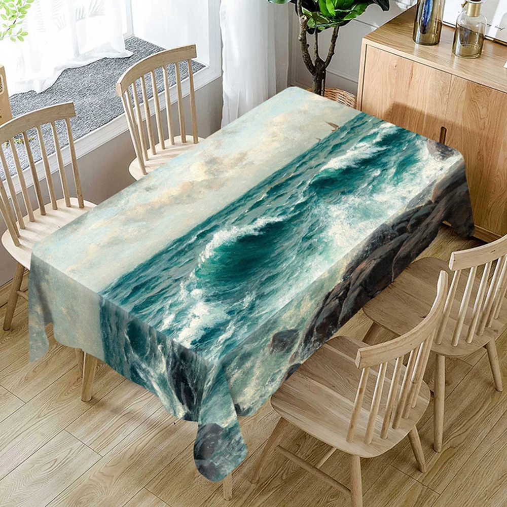 Скатерть с рисунком морской звезды удобная Водонепроницаемая 3D Ткань для стола