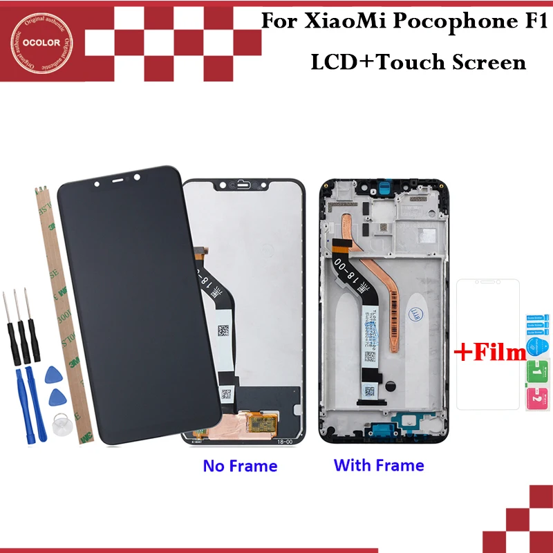 Цветной для XiaoMi Pocophone F1 ЖК-дисплей и сенсорный экран + рамка 6 18 &quotаксессуары