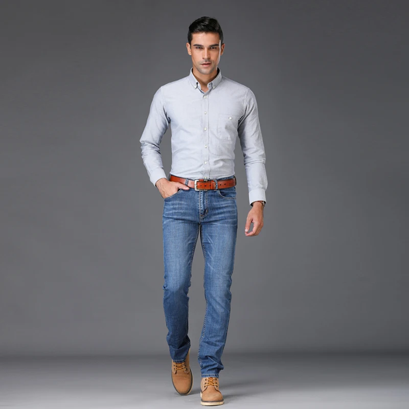 2018 Mens Blue Jeans Slim Fit Stretch Denim Casual Quality Pants Business Trousers for Man Boys Jean Homme | Мужская одежда