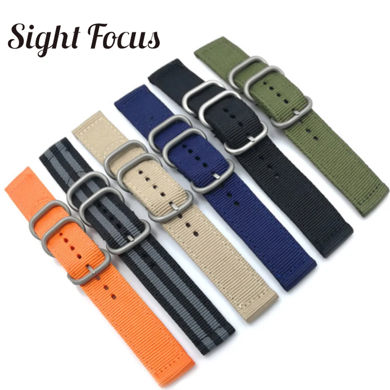 Ремешок нейлоновый для наручных часов с фокусировкой Черный Армейский зеленый