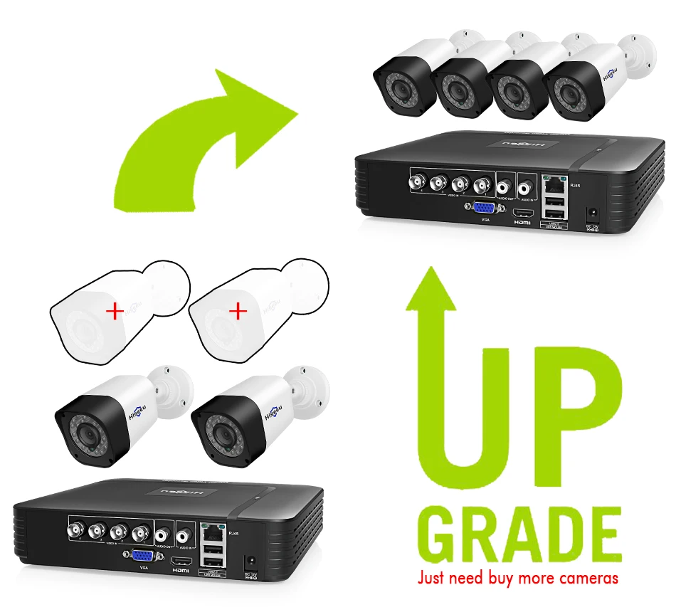 Hiseeu 4CH CCTV камера системы 2 шт 1.0MP 2MP Водонепроницаемая наружная домашняя камера безопасности AHD расширяемый комплект ночного видеонаблюдения