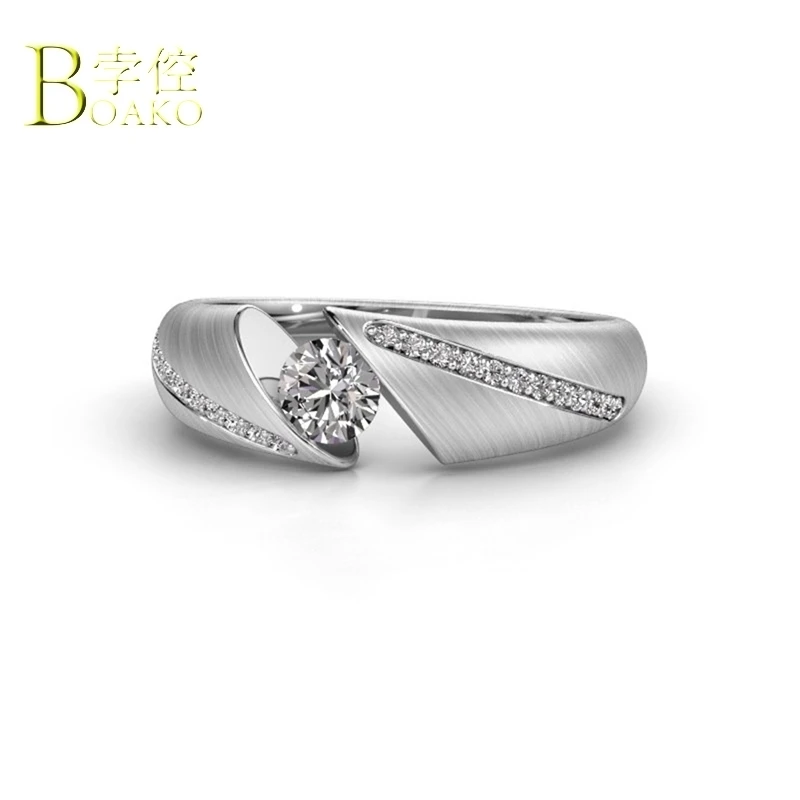 

BOAKO Rings for women wedding engagement ring crystal cubic zircon women's party ring gift B5